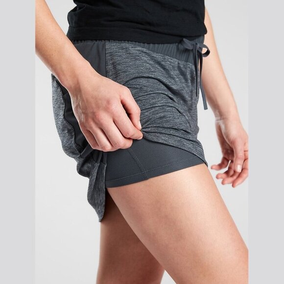Athleta Excursion Hybrid Skort in Gray Black Heather, Size L - Picture 3 of 11